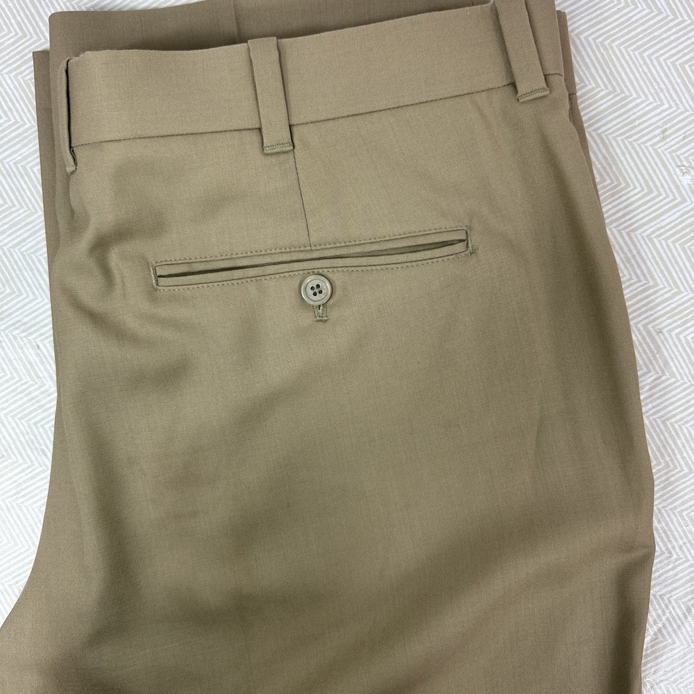 LL Bean Mens 38 x 31 Chino Pants Flat Front Khaki Wrinkle‎ Free Dress Pants Wool